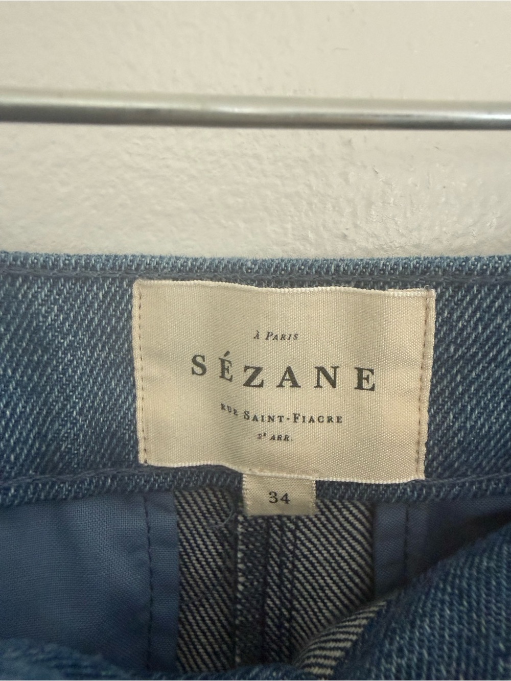 Sezane Trouser Jean Emilio Wide Leg Front Seam in Blue Denim - Picture 7 of 9